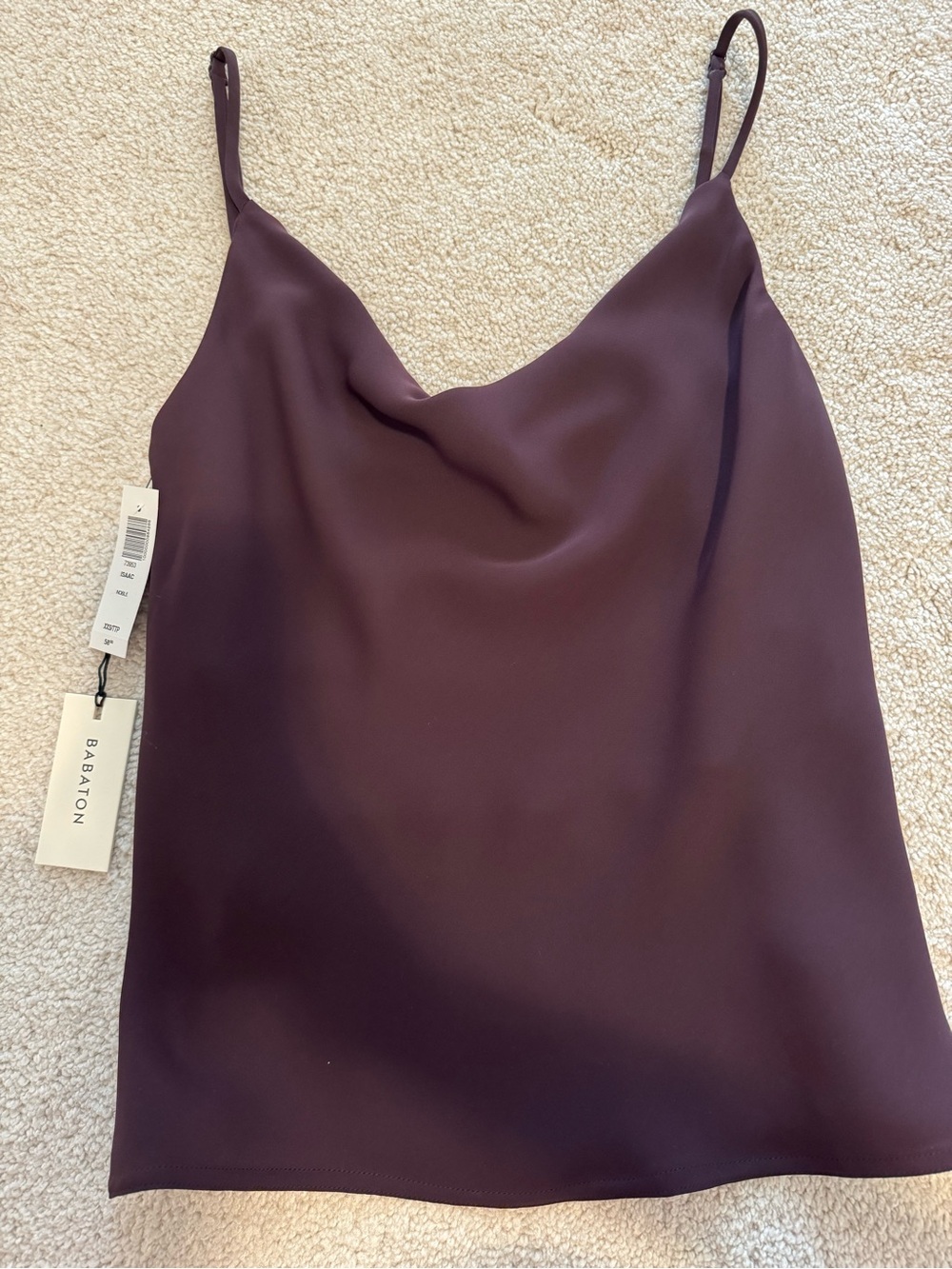 Babaton Plum Satin Cowl Neck Cami